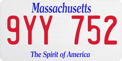 MA license plate 9YY752