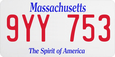 MA license plate 9YY753