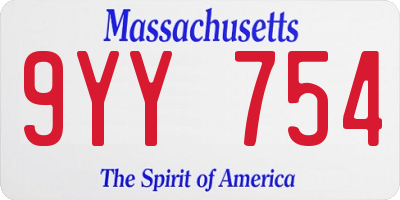 MA license plate 9YY754