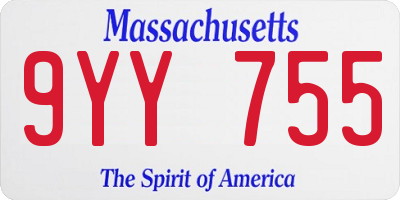 MA license plate 9YY755