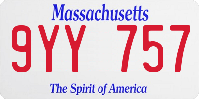 MA license plate 9YY757