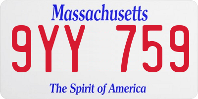 MA license plate 9YY759