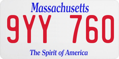 MA license plate 9YY760