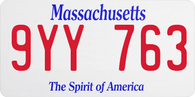 MA license plate 9YY763