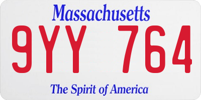 MA license plate 9YY764