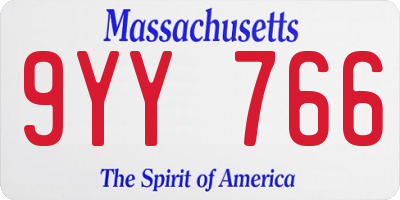 MA license plate 9YY766