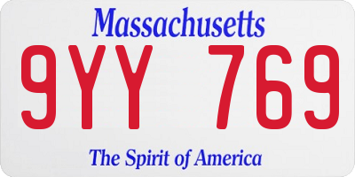MA license plate 9YY769