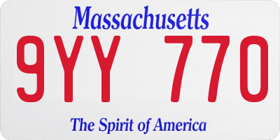 MA license plate 9YY770