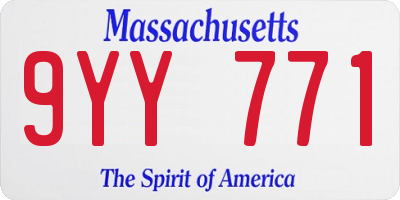 MA license plate 9YY771