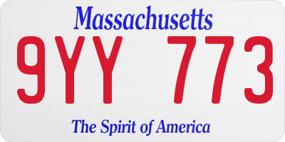 MA license plate 9YY773