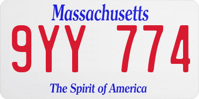 MA license plate 9YY774