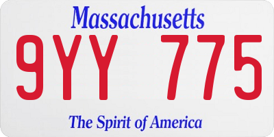 MA license plate 9YY775