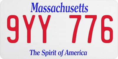 MA license plate 9YY776
