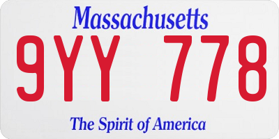 MA license plate 9YY778