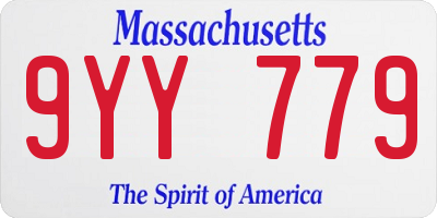 MA license plate 9YY779