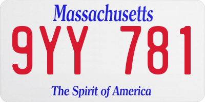 MA license plate 9YY781