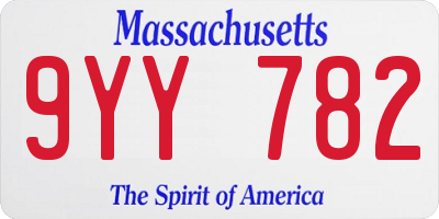 MA license plate 9YY782