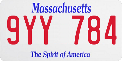 MA license plate 9YY784