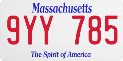 MA license plate 9YY785