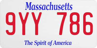 MA license plate 9YY786