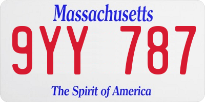 MA license plate 9YY787