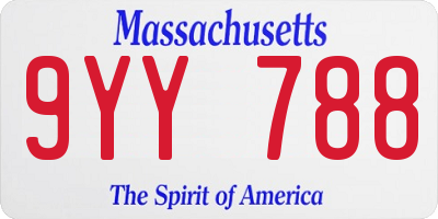 MA license plate 9YY788