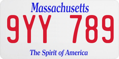 MA license plate 9YY789