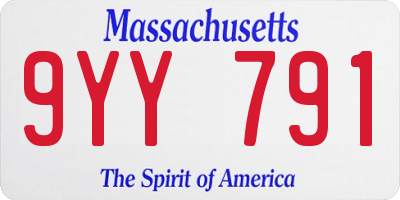 MA license plate 9YY791