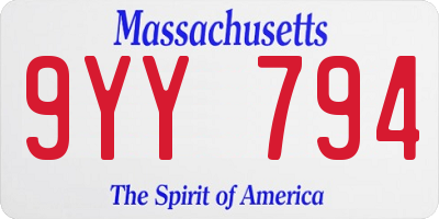 MA license plate 9YY794