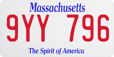 MA license plate 9YY796