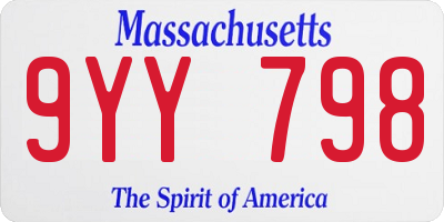 MA license plate 9YY798