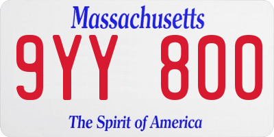 MA license plate 9YY800
