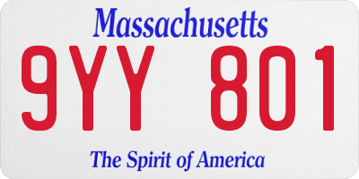 MA license plate 9YY801
