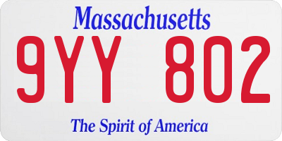 MA license plate 9YY802
