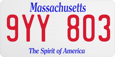 MA license plate 9YY803