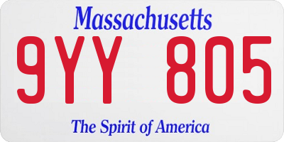 MA license plate 9YY805