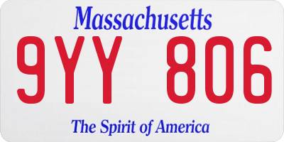 MA license plate 9YY806