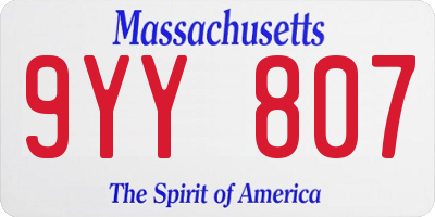MA license plate 9YY807