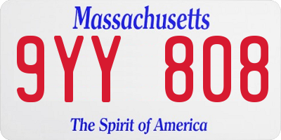 MA license plate 9YY808