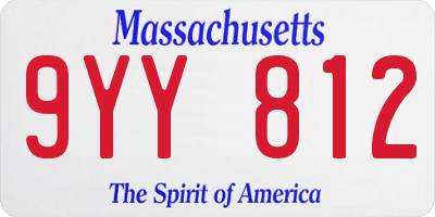 MA license plate 9YY812