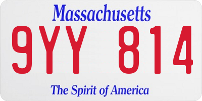 MA license plate 9YY814