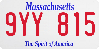 MA license plate 9YY815