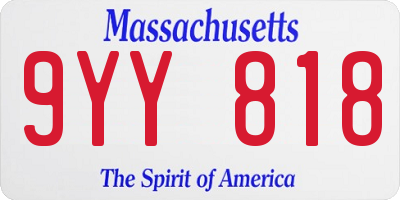MA license plate 9YY818