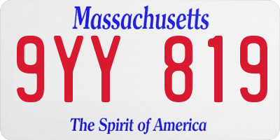 MA license plate 9YY819