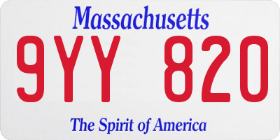MA license plate 9YY820