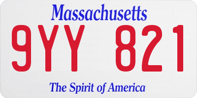 MA license plate 9YY821