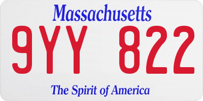 MA license plate 9YY822