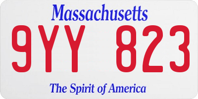 MA license plate 9YY823