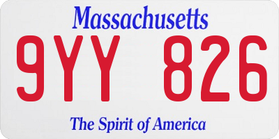 MA license plate 9YY826