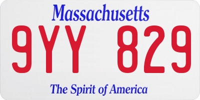 MA license plate 9YY829